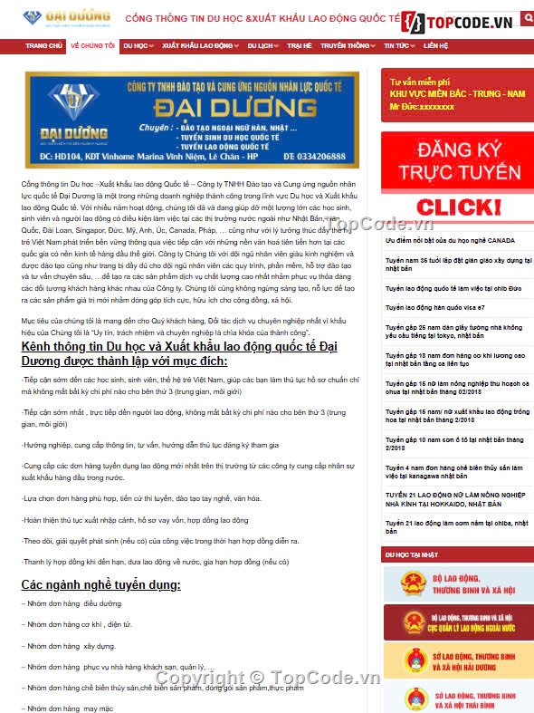 tư vấn du học,xuất khẩu lao động,môi giới việc làm,Sharecode Website Tư Vấn Đăng Ký Du Học Xuất Khẩu